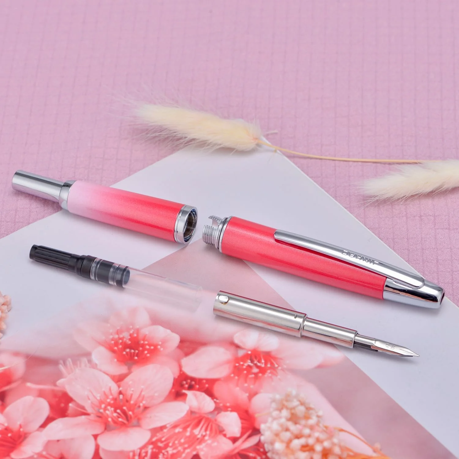 Jinhao 10 Capless Fountain Pen with Box, Retractable Fine Nib with Converter Set, Metal Body, Silver Clip Version - Image 21