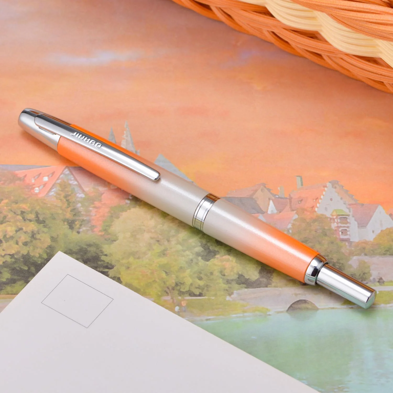 Jinhao 10 Capless Fountain Pen with Box, Retractable Fine Nib with Converter Set, Metal Body, Silver Clip Version - Image 3