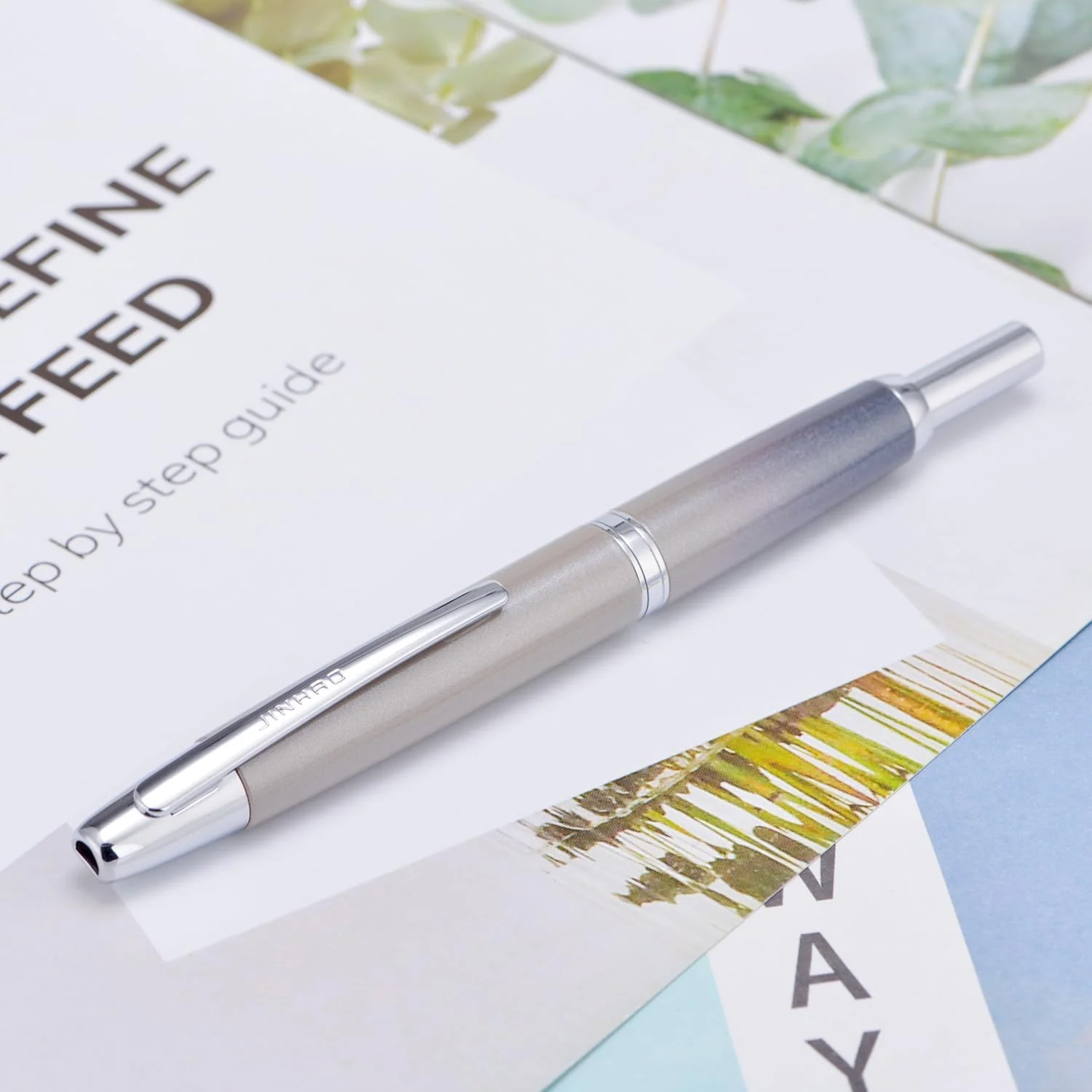 Jinhao 10 Capless Fountain Pen with Box, Retractable Fine Nib with Converter Set, Metal Body, Silver Clip Version - Image 4