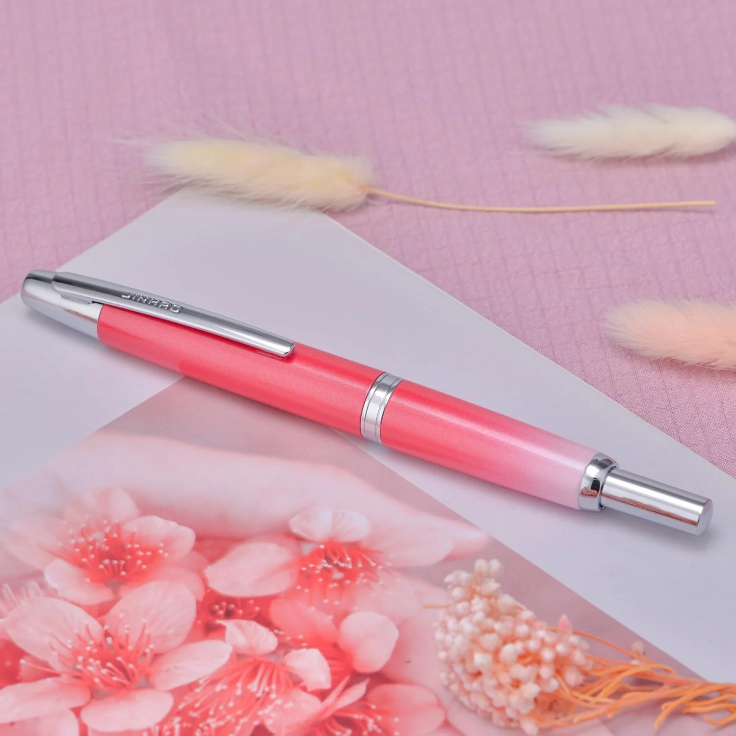 Jinhao 10 Capless Fountain Pen with Box, Retractable Fine Nib with Converter Set, Metal Body, Silver Clip Version - Image 6