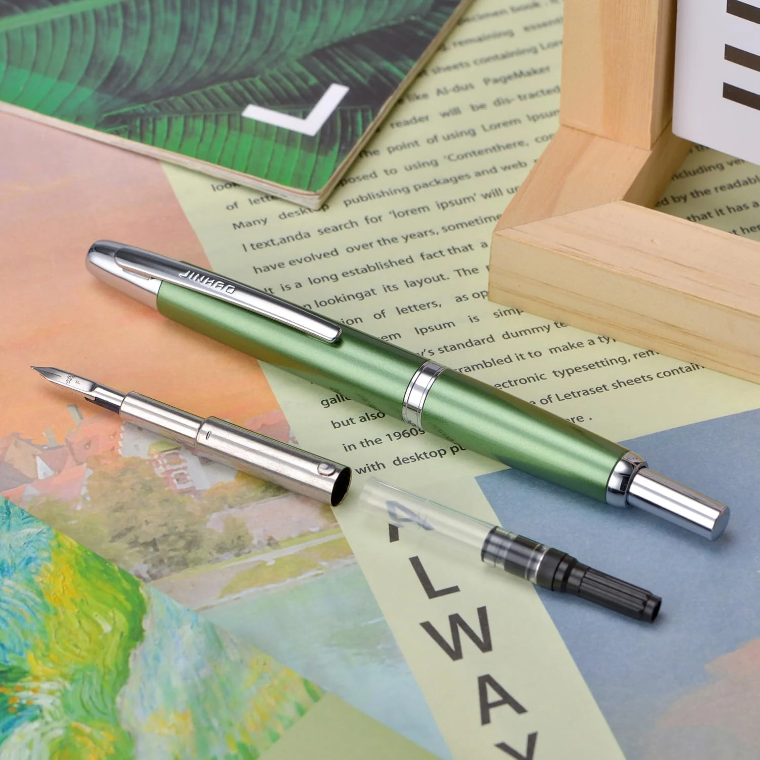 Jinhao 10 Capless Fountain Pen with Box,Retractable Fine Nib with Ink Converter Set (Silver Clip) - Image 10