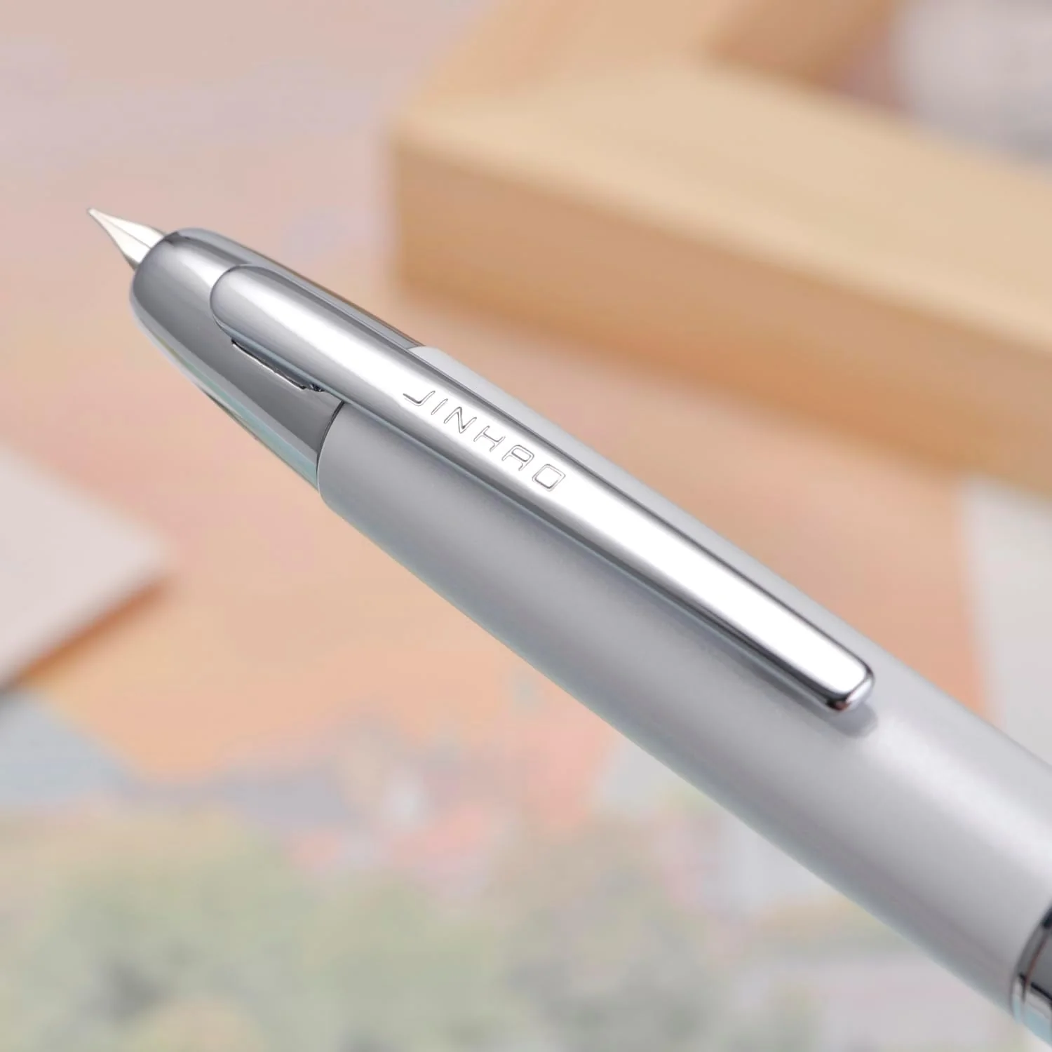 Jinhao 10 Capless Fountain Pen with Box,Retractable Fine Nib with Ink Converter Set (Silver Clip) - Image 4