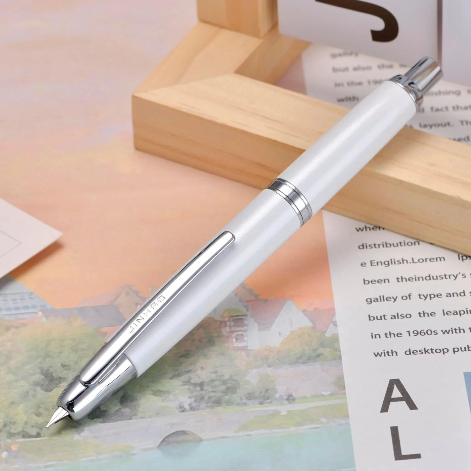 Jinhao 10 Capless Fountain Pen with Box,Retractable Fine Nib with Ink Converter Set (Silver Clip) - Image 6