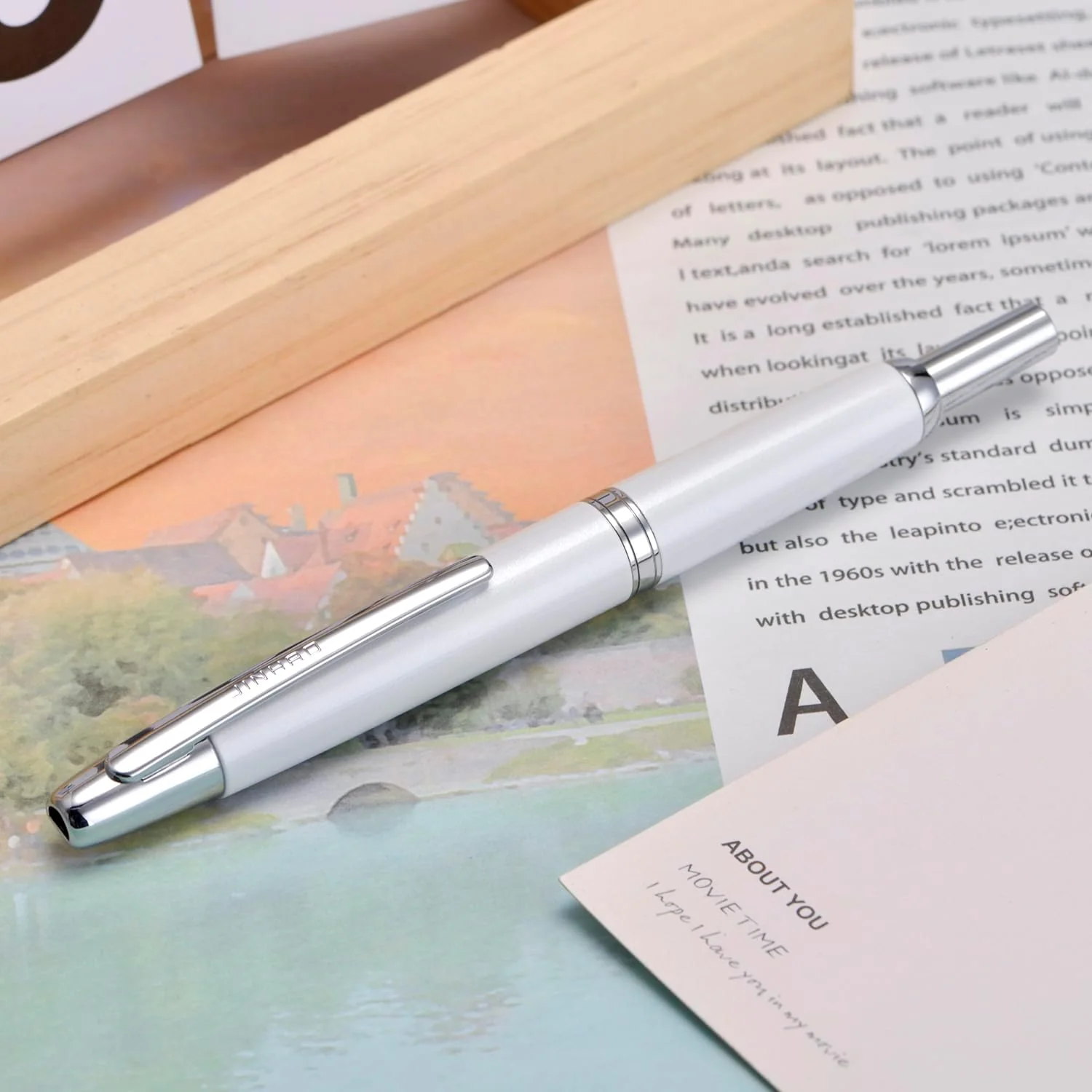 Jinhao 10 Capless Fountain Pen with Box,Retractable Fine Nib with Ink Converter Set (Silver Clip) - Image 7
