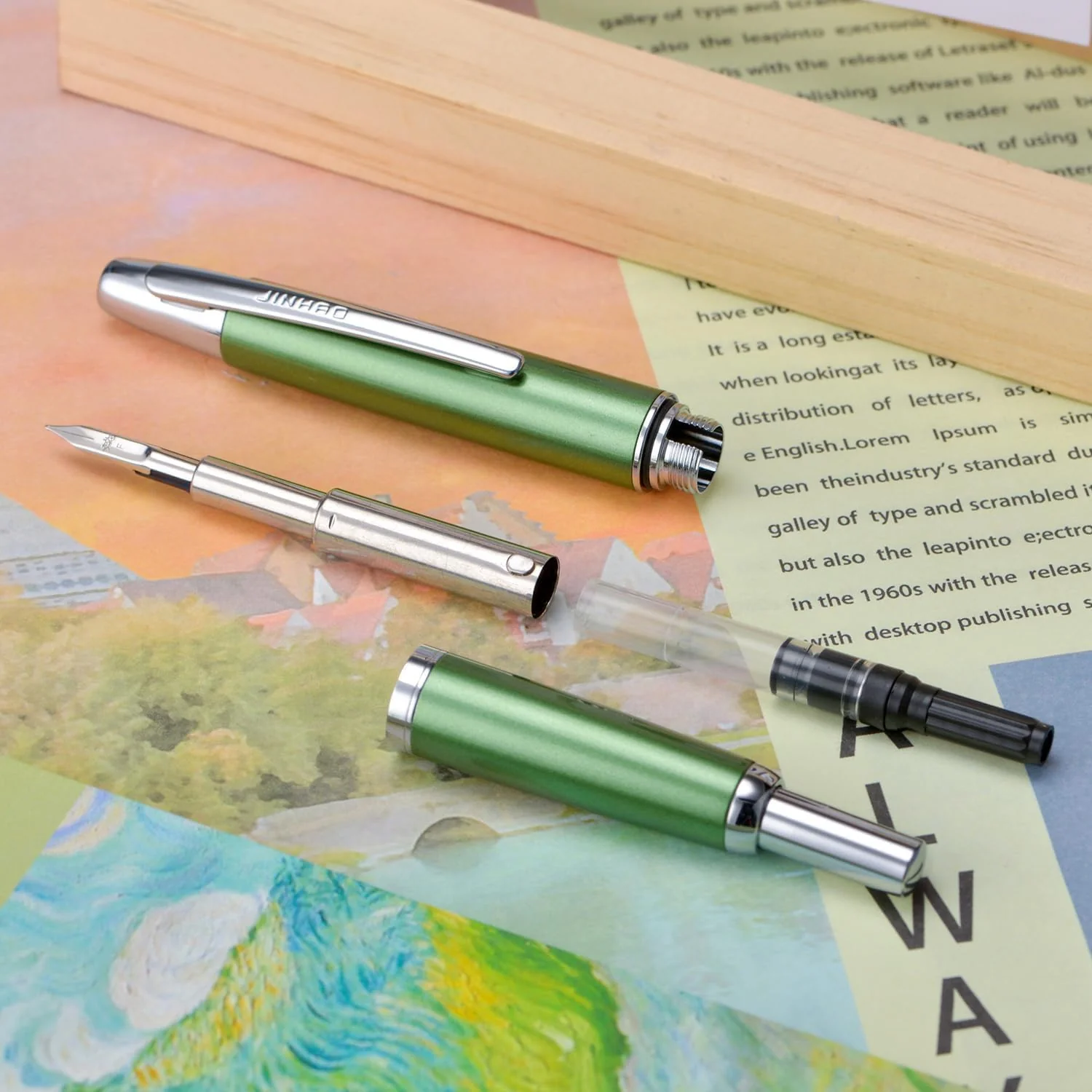 Jinhao 10 Capless Fountain Pen with Box,Retractable Fine Nib with Ink Converter Set (Silver Clip) - Image 8
