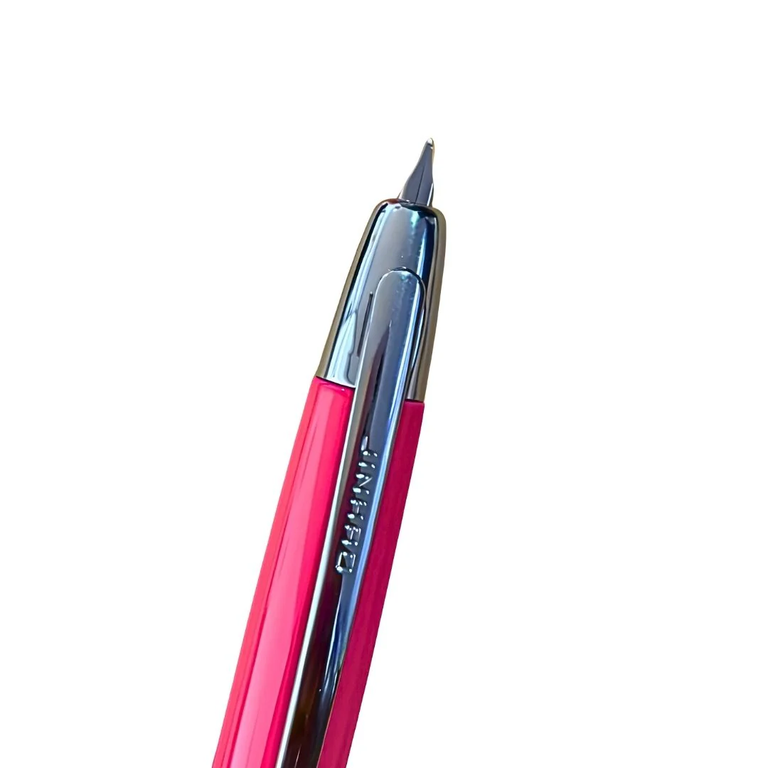 Jinhao 10 Fountain Pen (ONE OF ONE) – Bright Pink with Silver Clip, Retractable Nib, Limited Edition(Comes With A Pen Sleeve & A Pen Case) - Image 3
