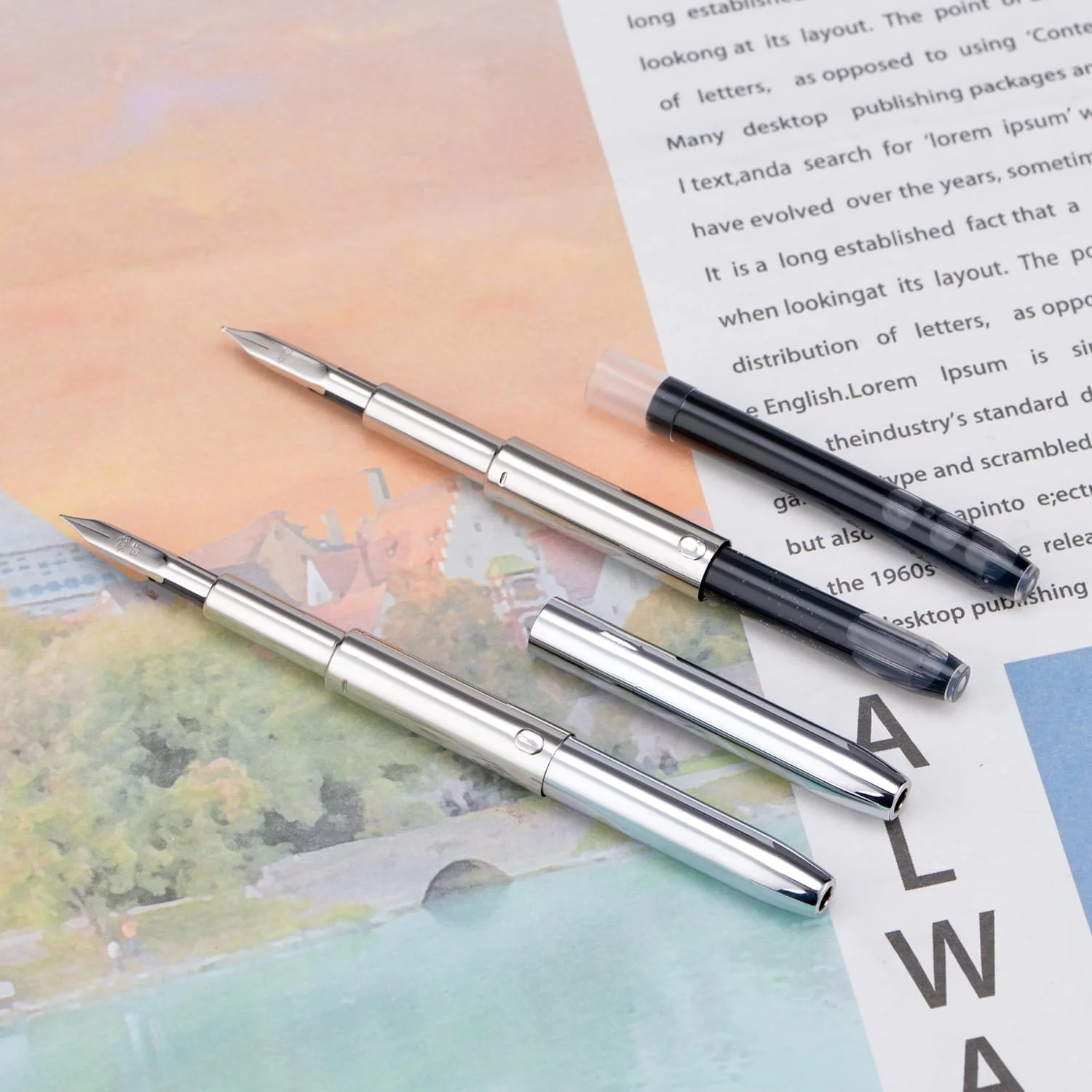Jinhao 10 Retractable Fountain Pen Accessories – 1 Pack Metal Protector Cap with Black Ink Cartridge - Image 3