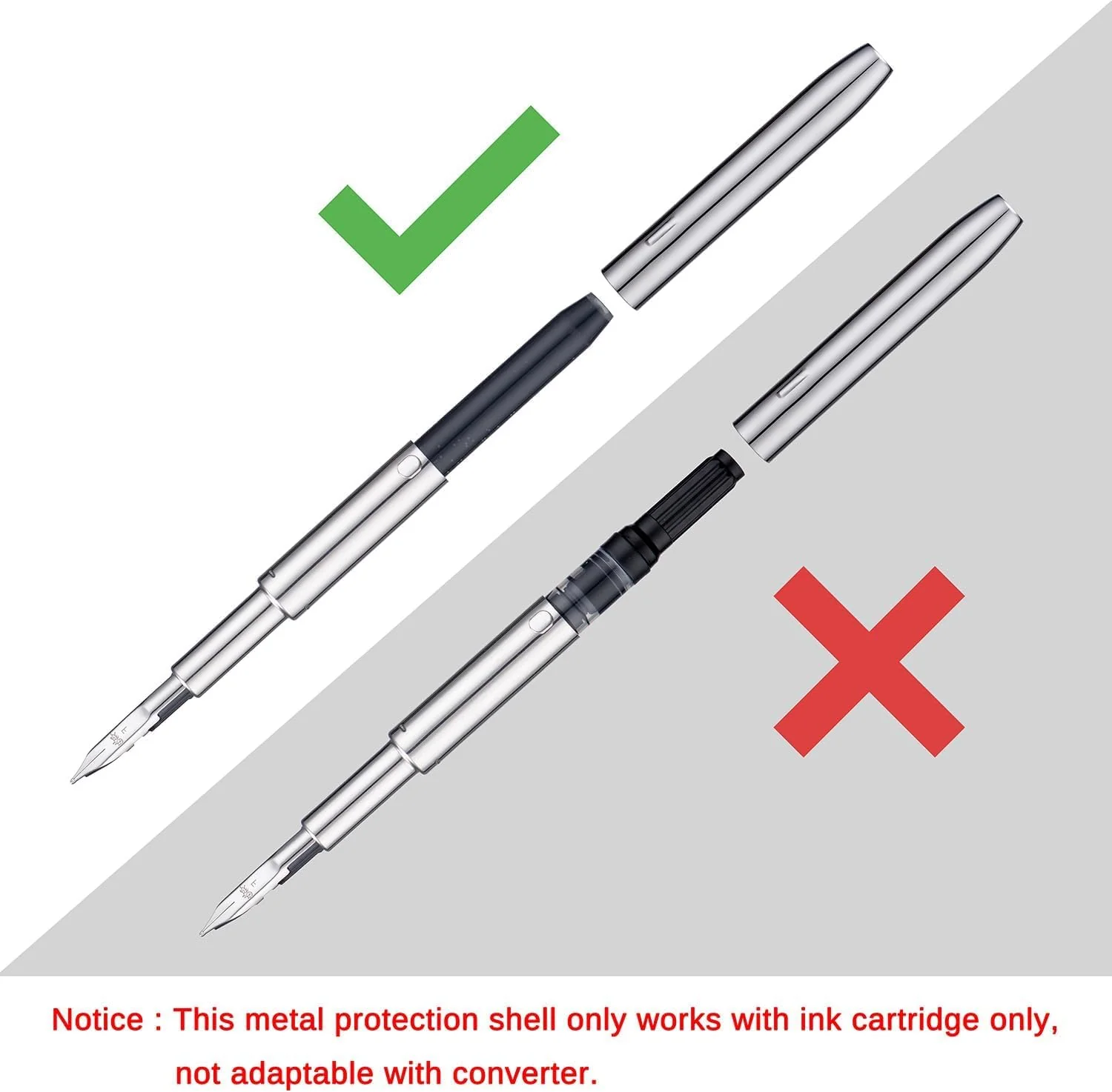 Jinhao 10 Retractable Fountain Pen Accessories – 1 Pack Metal Protector Cap with Black Ink Cartridge - Image 4