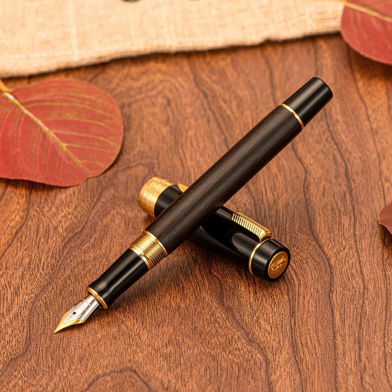 Jinhao 100 Centennial Mini Wood Fountain Pen – Fine Nib, Gold Trim, Arrow Clip – Elegant Writing Instrument (Black) - Image 2
