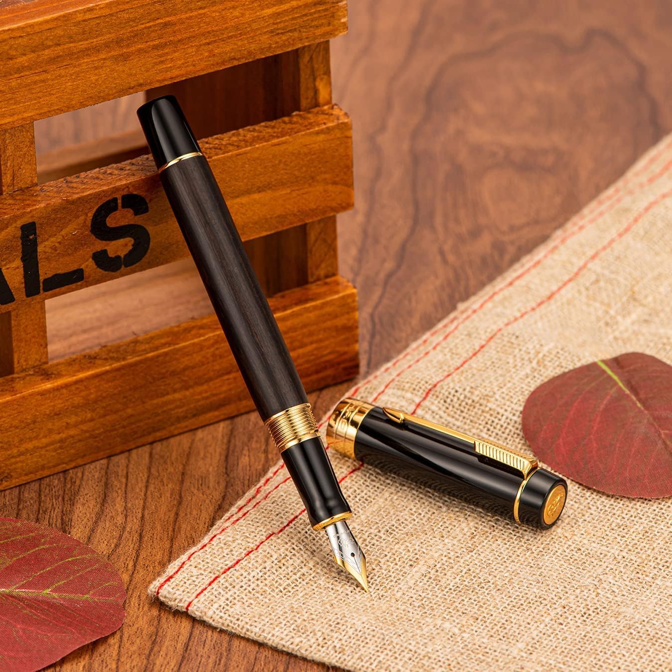 Jinhao 100 Centennial Mini Wood Fountain Pen – Fine Nib, Gold Trim, Arrow Clip – Elegant Writing Instrument (Black) - Image 4