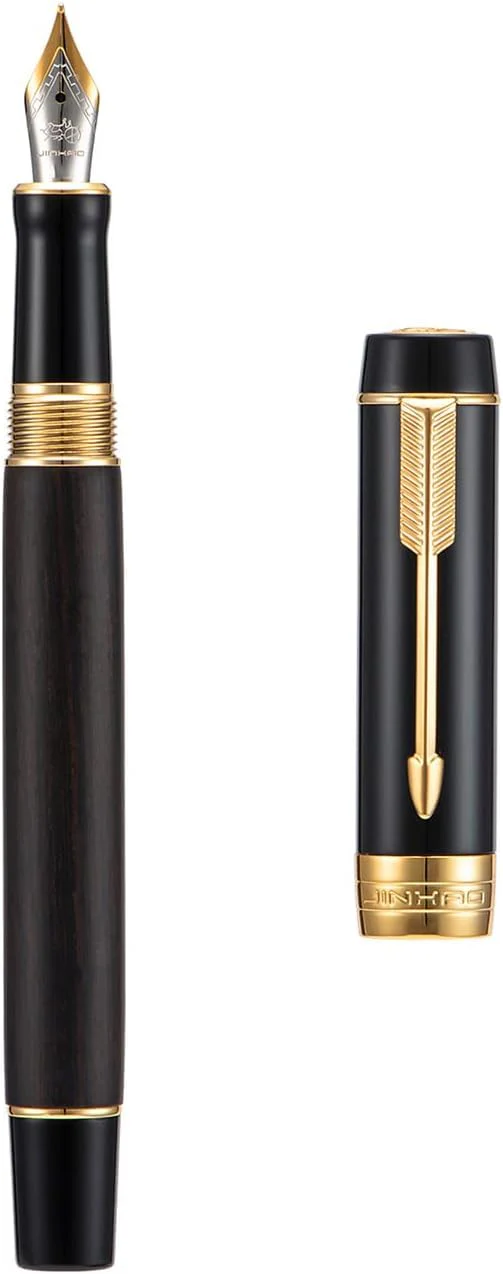 Jinhao 100 Centennial Mini Wood Fountain Pen – Fine Nib, Gold Trim, Arrow Clip – Elegant Writing Instrument (Black) - Image 6
