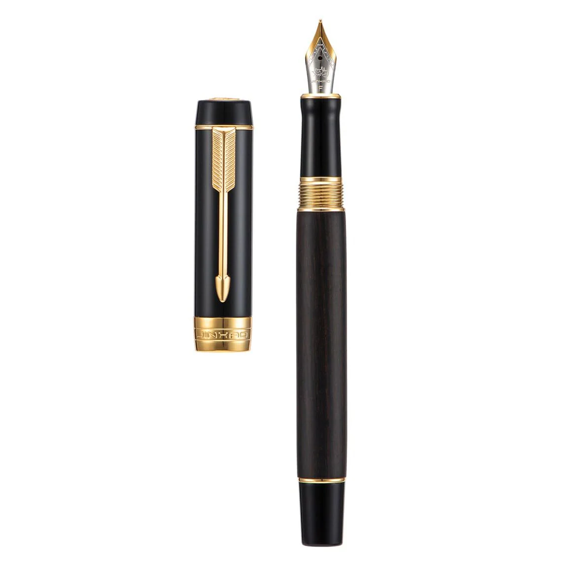 Jinhao 100 Centennial Mini Wood Fountain Pen – Fine Nib, Gold Trim, Arrow Clip – Elegant Writing Instrument (Black) - Image 8