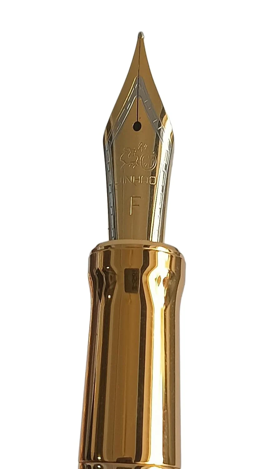 Jinhao 100 Fountain Pen –  Black Resin & Gold Metal Grid Skeleton Design, Fine Nib (0.5mm) with Ink Converter - Image 5
