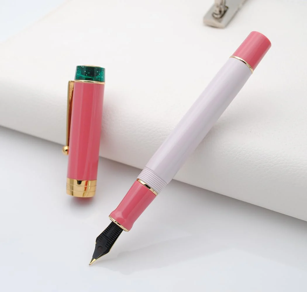 Jinhao 100 Fountain Pen – Guava Pink, Fine Nib, Resin Body, Large Capacity Writing Pen with Converter - Image 3