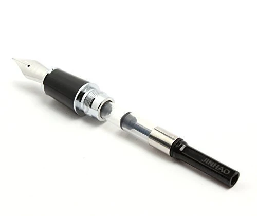 Jinhao 159 Heavyweight Signature Fountain Pen – Shiny Black with Silver Trims, Streamlined Design, Medium Nib & Ink Converter - Image 4