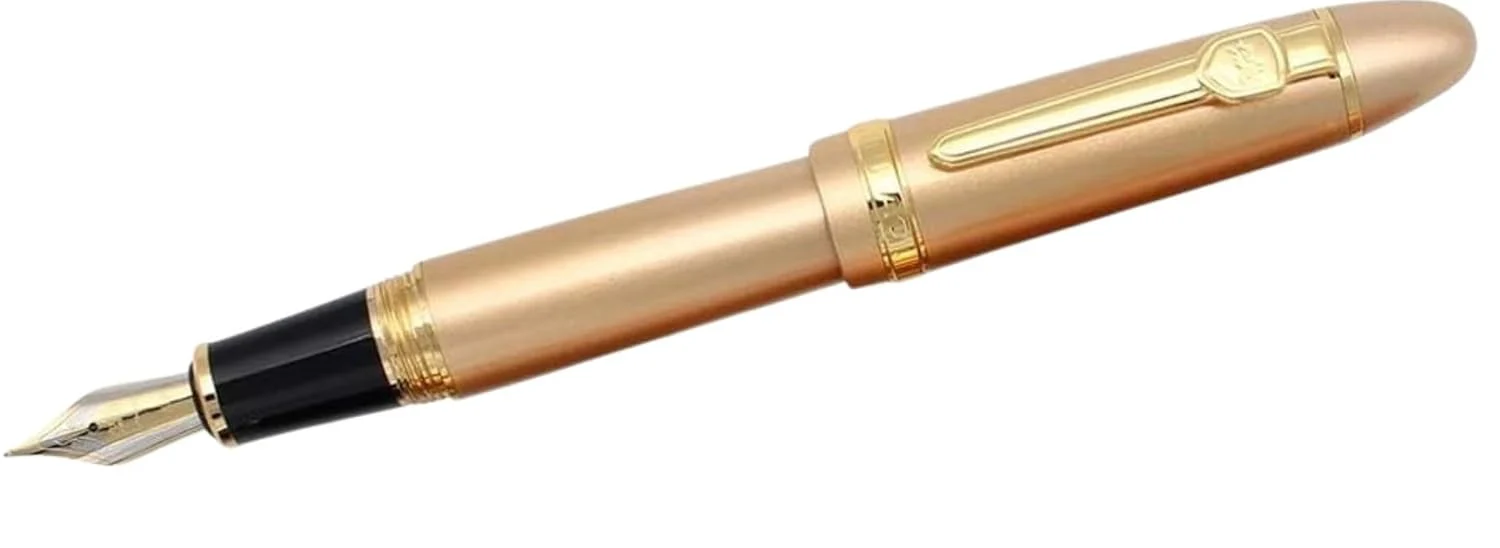Jinhao 159 Heavyweight Signature Fountain Pen – Shiny Gold with Gold Trims, Streamlined Design, Medium Nib & Ink Converter - Image 3