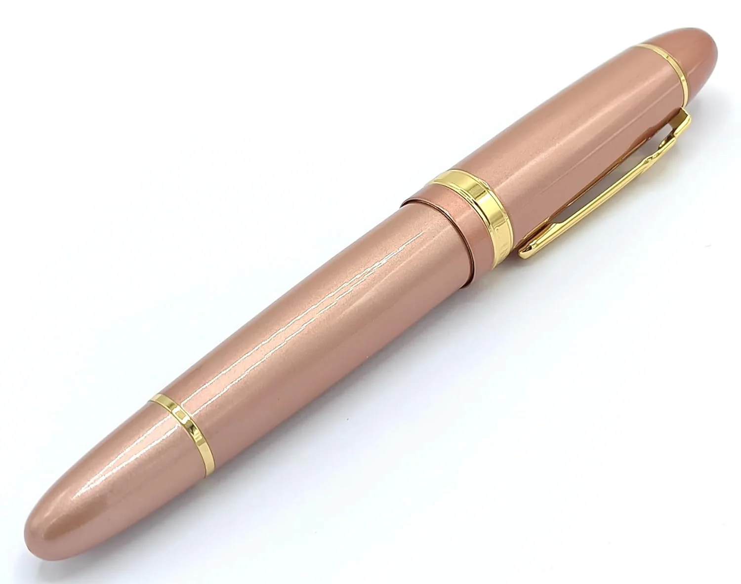 Jinhao 159 Heavyweight Signature Fountain Pen – Shiny Pink with Gold Trims, Streamlined Design, Medium Nib & Ink Converter - Image 3