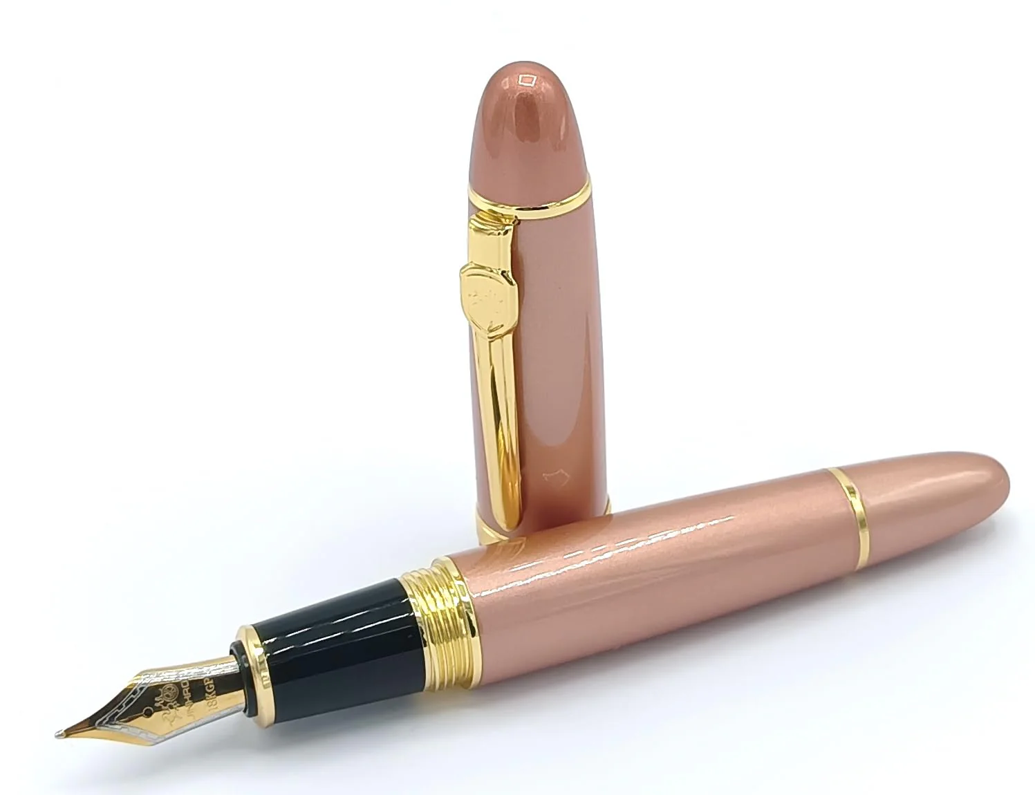 Jinhao 159 Heavyweight Signature Fountain Pen – Shiny Pink with Gold Trims, Streamlined Design, Medium Nib & Ink Converter - Image 5