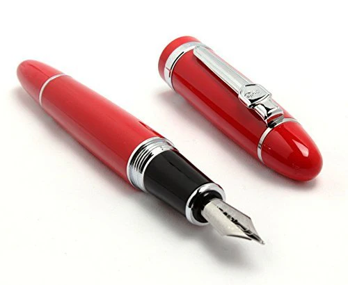 Jinhao 159 Heavyweight Signature Fountain Pen – Shiny Red with Silver Trims, Streamlined Design, Medium Nib & Ink Converter - Image 3