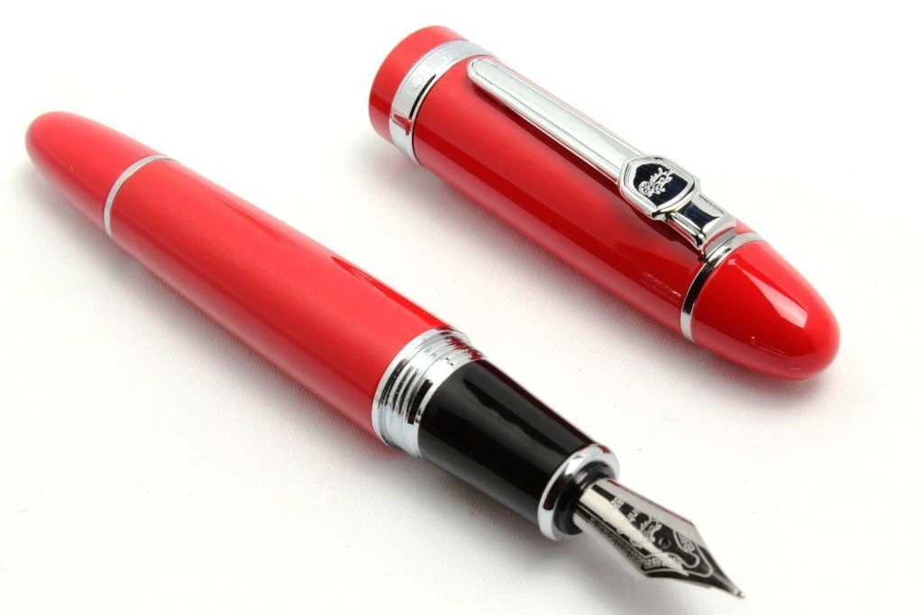 Jinhao 159 Heavyweight Signature Fountain Pen – Shiny Red with Silver Trims, Streamlined Design, Medium Nib & Ink Converter - Image 4