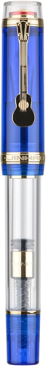 Jinhao 1935 Fountain Pen Tiandao Series - Fine Nib, Blue With Clear Transparent Acrylic Body And Gold Guitar Clip With Large Converter - Image 6