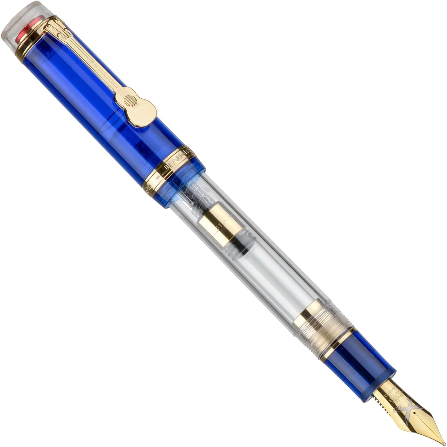 Jinhao 1935 Fountain Pen Tiandao Series - Fine Nib, Blue With Clear Transparent Acrylic Body And Gold Guitar Clip With Large Converter - Image 8