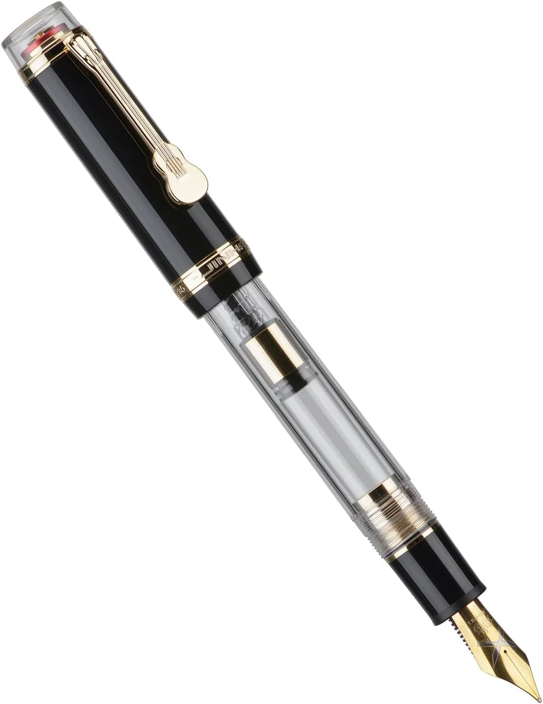Jinhao 1935 Tiandao Series Fountain Pen – Black & Clear Acrylic Body, Dualtone Medium Nib, Gold Guitar Clip With Large Converter - Image 7