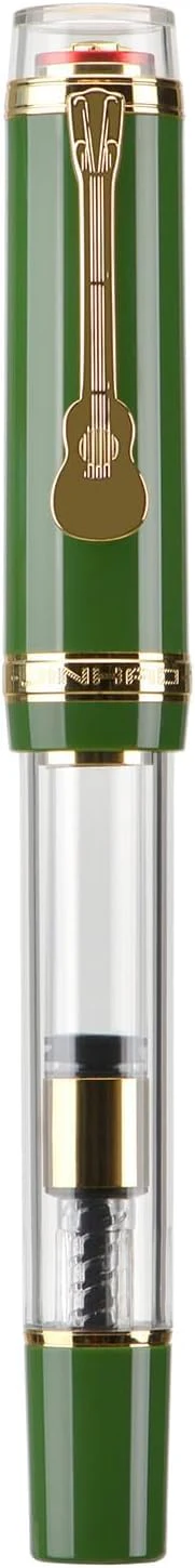 Jinhao 1935 Tiandao Series Fountain Pen – Green & Clear Acrylic Body, Dualtone Medium Nib, Gold Guitar Clip With Large Converter - Image 4