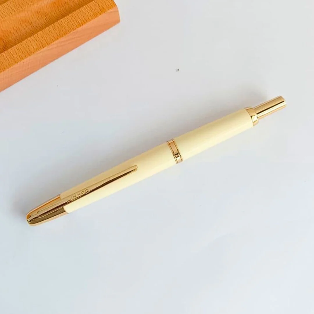 Jinhao 20 Press Retractable Fountain Pen –Ivory White Colors – Plastic Body (Golden clip) -Fine & Extra Fine Nib with Converter – Smooth Writing Daily Pen (No Ink Included) - Image 4