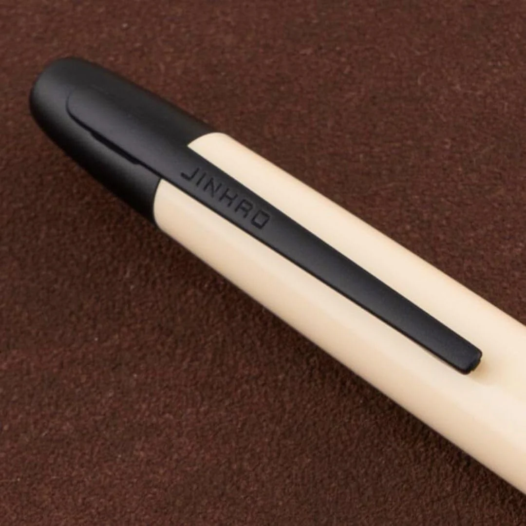 Jinhao 20 Press Retractable Fountain Pen – Ivory White Colors – Plastic Body (Black clip) -Fine & Extra Fine Nib with Converter –Smooth Writing Daily Pen (No Ink Included) - Image 3