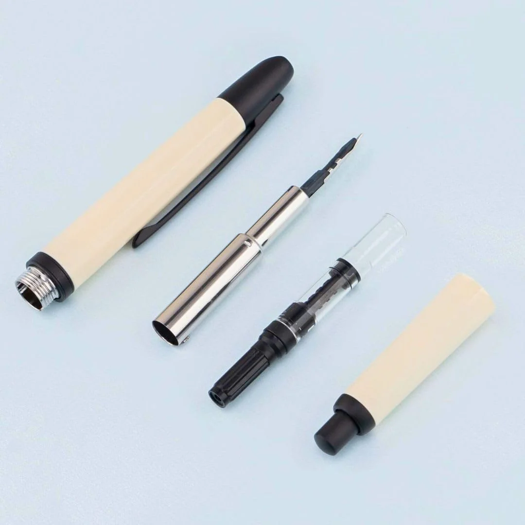 Jinhao 20 Press Retractable Fountain Pen – Ivory White Colors – Plastic Body (Black clip) -Fine & Extra Fine Nib with Converter –Smooth Writing Daily Pen (No Ink Included) - Image 5