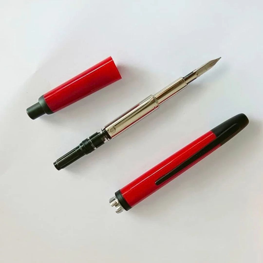 Jinhao 20 Press Retractable Fountain Pen – Palace Red Colors- Plastic Body (Black clip) – Fine & Extra Fine Nib with Converter – Smooth Writing Daily Pen (No Ink Included) - Image 8