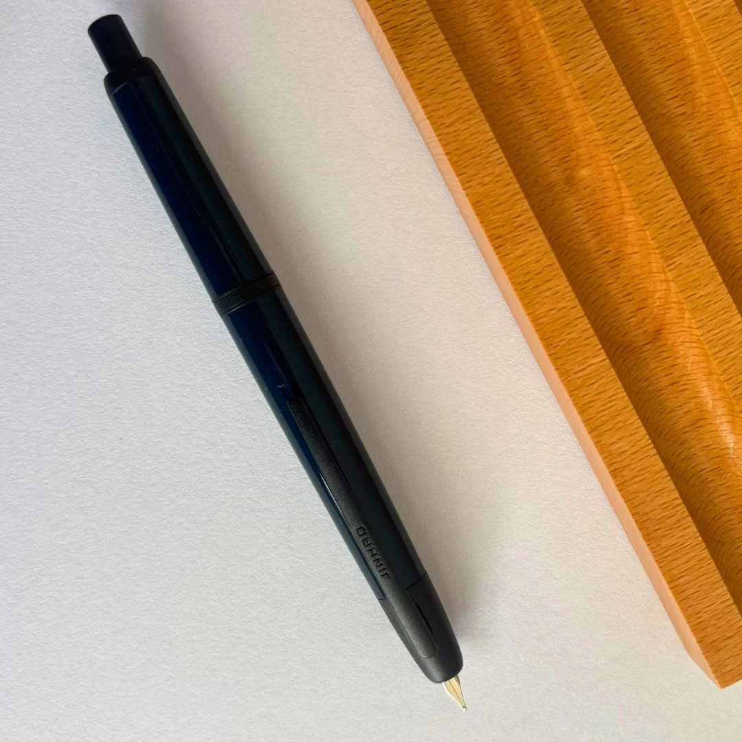 Jinhao 20 Press Retractable Fountain Pen –Dark Blue Colors – Plastic Body (Black clip) -Fine & Extra Fine Nib with Converter –  Smooth Writing Daily Pen (No Ink Included) - Image 3