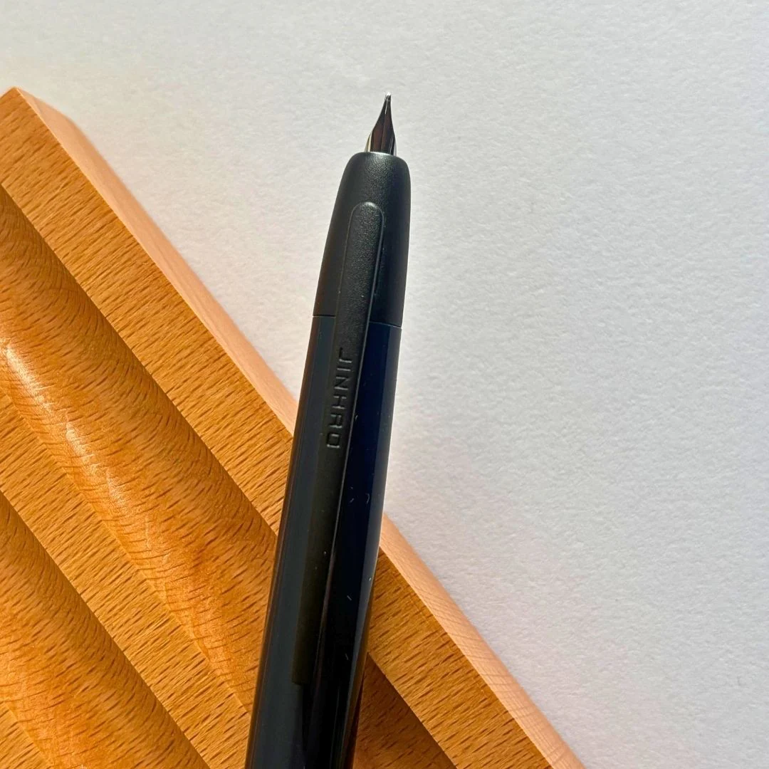 Jinhao 20 Press Retractable Fountain Pen –Dark Blue Colors – Plastic Body (Black clip) -Fine & Extra Fine Nib with Converter –  Smooth Writing Daily Pen (No Ink Included) - Image 5