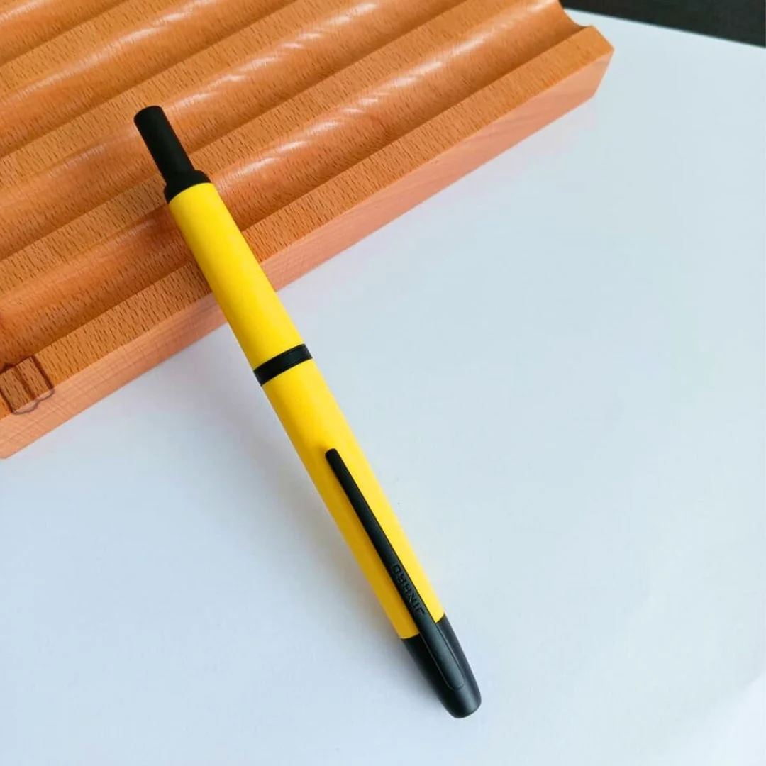 Jinhao 20 Press Retractable Fountain Pen –Lemon Yellow Colors – Plastic Body (Black clip) -  Fine & Extra Fine Nib with Converter – Smooth Writing Daily Pen (No Ink Included) - Image 3