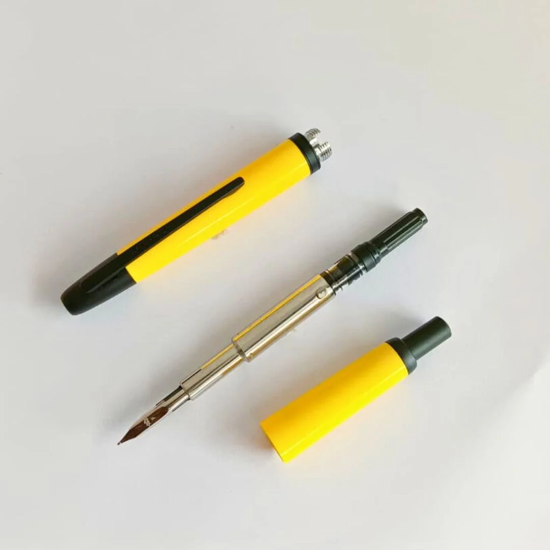 Jinhao 20 Press Retractable Fountain Pen –Lemon Yellow Colors – Plastic Body (Black clip) -  Fine & Extra Fine Nib with Converter – Smooth Writing Daily Pen (No Ink Included) - Image 6