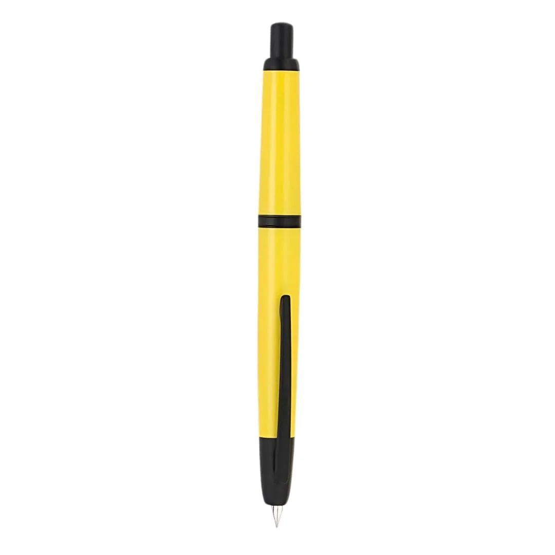 Jinhao 20 Press Retractable Fountain Pen –Lemon Yellow Colors – Plastic Body (Black clip) -  Fine & Extra Fine Nib with Converter – Smooth Writing Daily Pen (No Ink Included) - Image 7