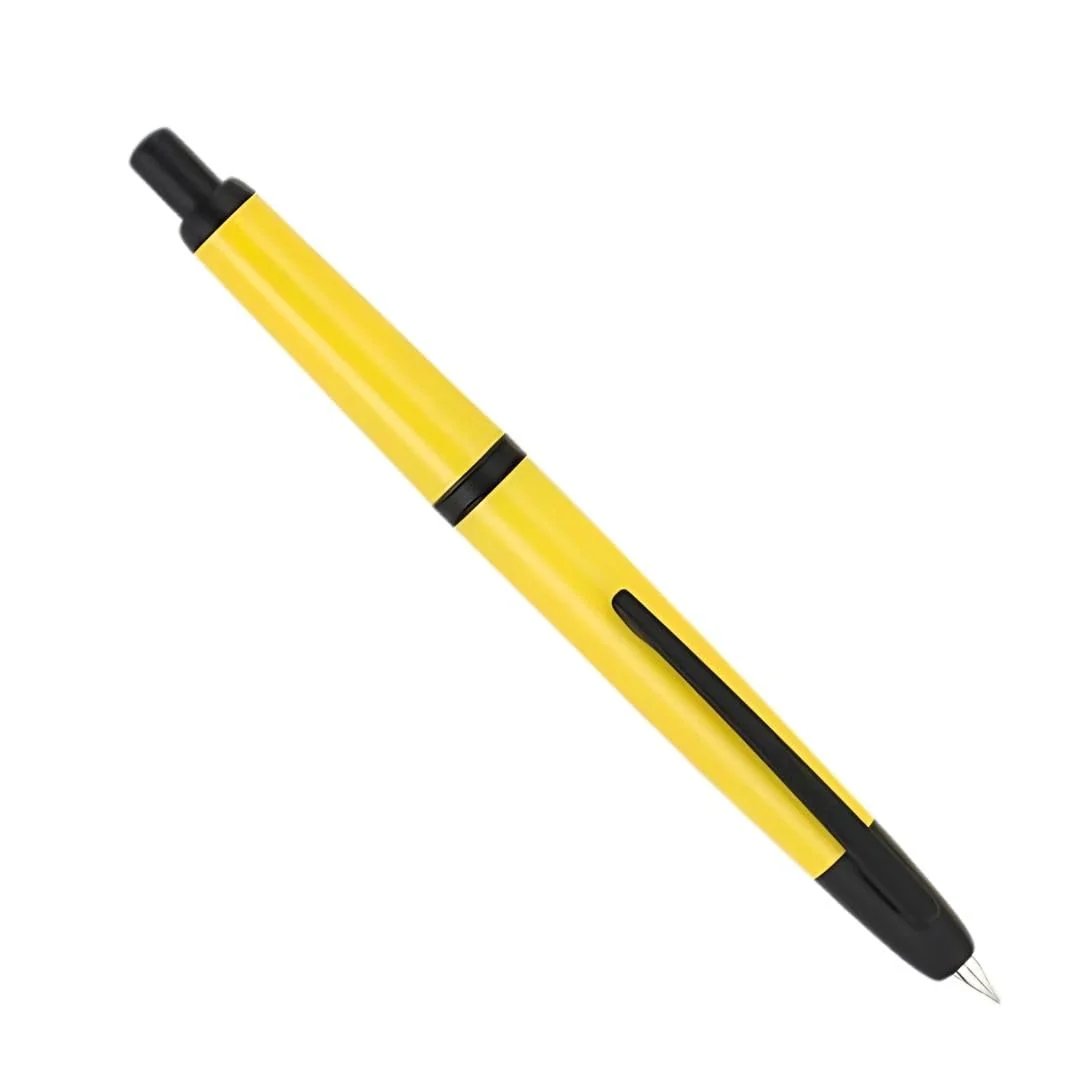 Jinhao 20 Press Retractable Fountain Pen –Lemon Yellow Colors – Plastic Body (Black clip) -  Fine & Extra Fine Nib with Converter – Smooth Writing Daily Pen (No Ink Included) - Image 8