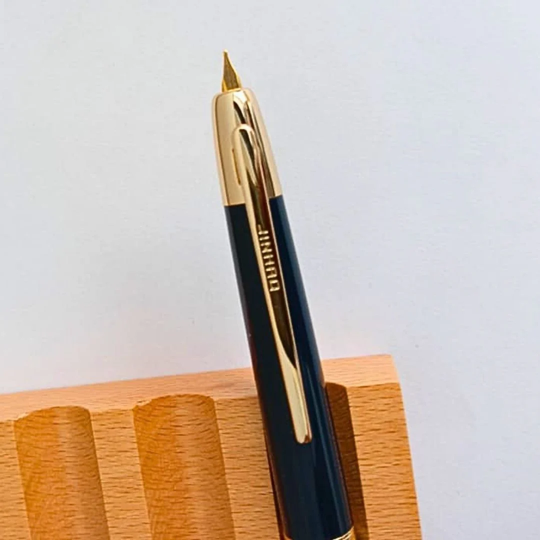 Jinhao 20 Press Retractable Fountain Pen –Dark Blue Colors- Plastic Body (Golden clip) – Fine & Extra Fine Nib with Converter –  Smooth Writing Daily Pen (No Ink Included) - Image 2