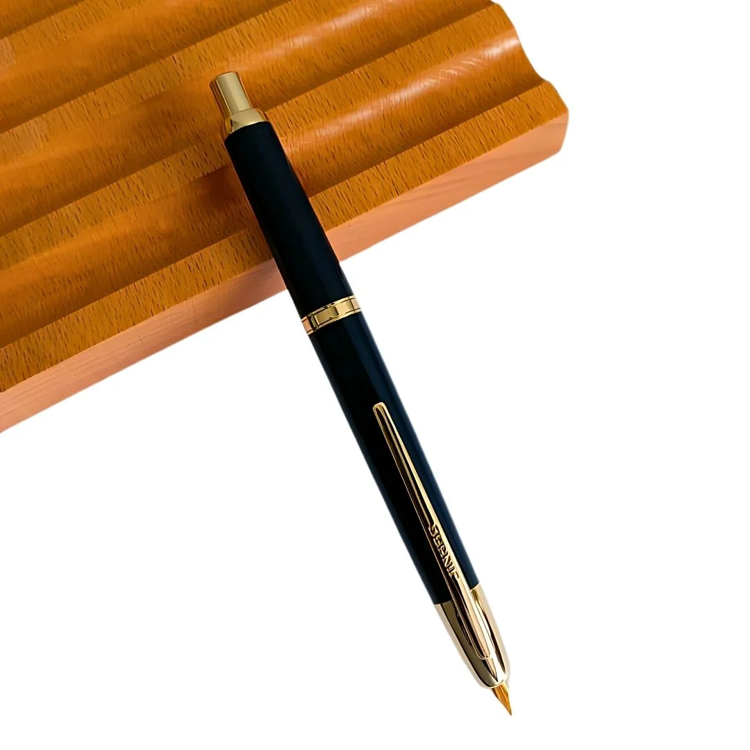 Jinhao 20 Press Retractable Fountain Pen –Dark Blue Colors- Plastic Body (Golden clip) – Fine & Extra Fine Nib with Converter –  Smooth Writing Daily Pen (No Ink Included) - Image 3