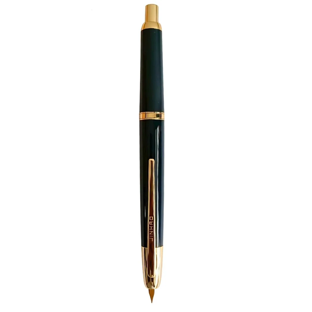 Jinhao 20 Press Retractable Fountain Pen –Dark Blue Colors- Plastic Body (Golden clip) – Fine & Extra Fine Nib with Converter –  Smooth Writing Daily Pen (No Ink Included) - Image 7