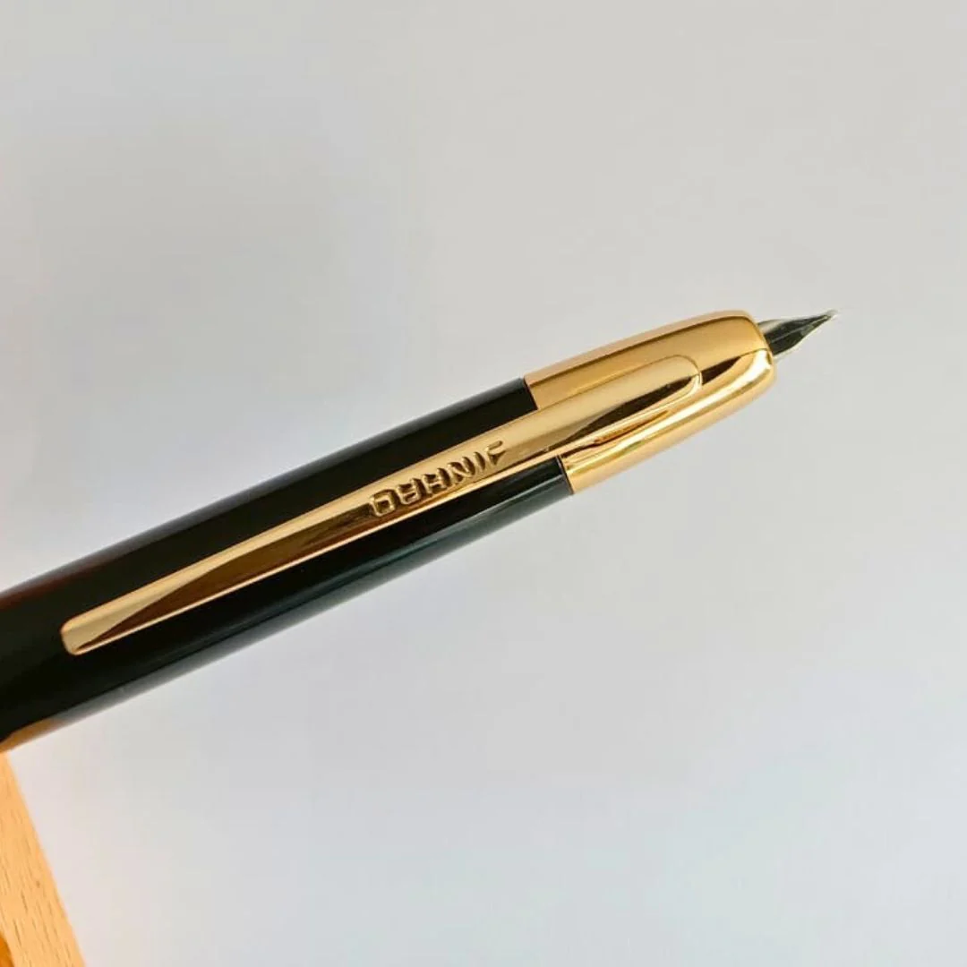 Jinhao 20 Press Retractable Fountain Pen –Piano Black Colors –Plastic Body (Golden clip)-  Fine & Extra Fine Nib with Converter – Smooth Writing Daily Pen (No Ink Included) - Image 2