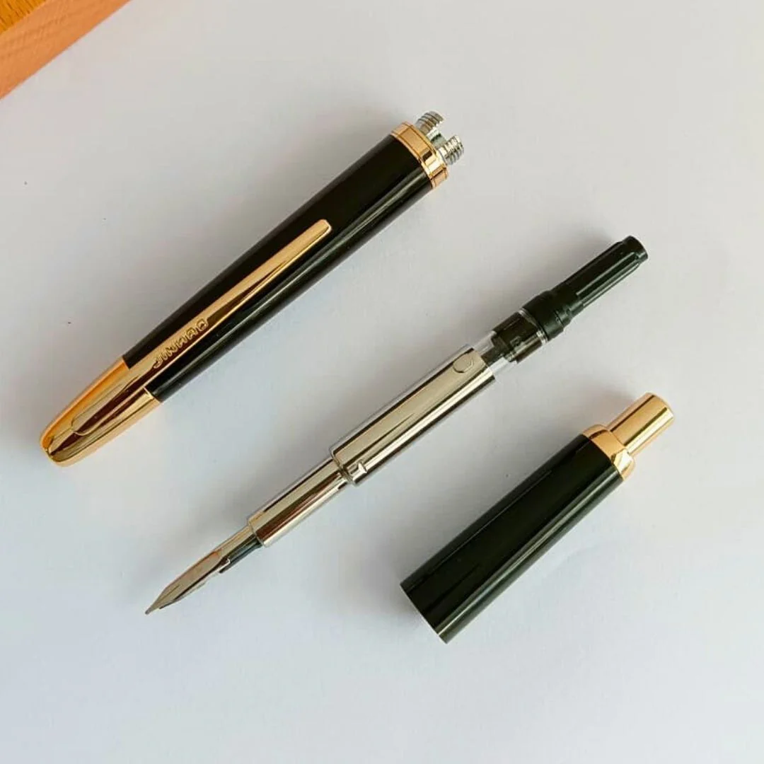 Jinhao 20 Press Retractable Fountain Pen –Piano Black Colors –Plastic Body (Golden clip)-  Fine & Extra Fine Nib with Converter – Smooth Writing Daily Pen (No Ink Included) - Image 9