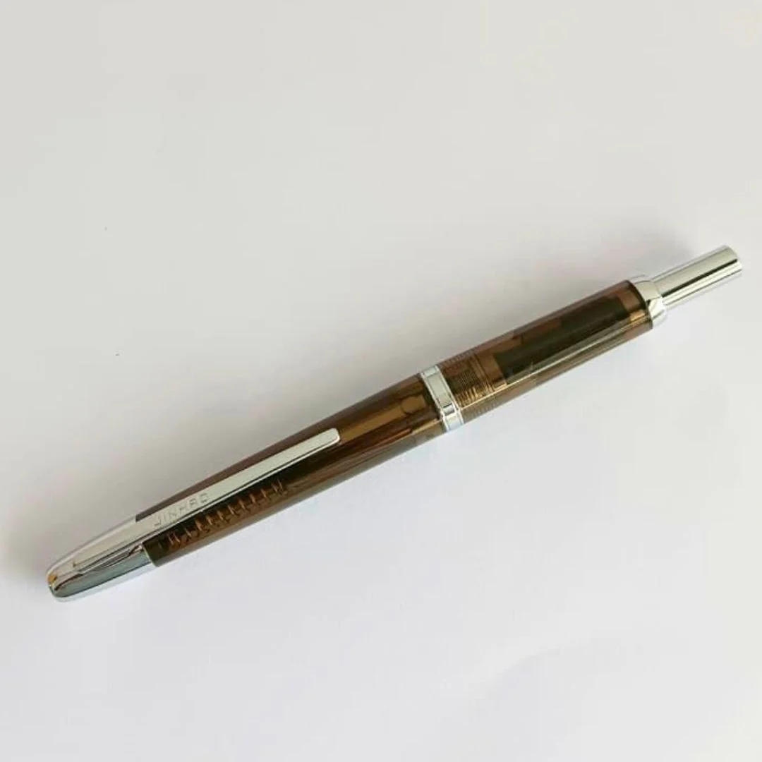 Jinhao 20 Press Retractable Fountain Pen –Transparent Black Colors-  Plastic Body (Sliver clip) -Fine & Extra Fine Nib with Converter  – Smooth Writing Daily Pen (No Ink Included) - Image 5