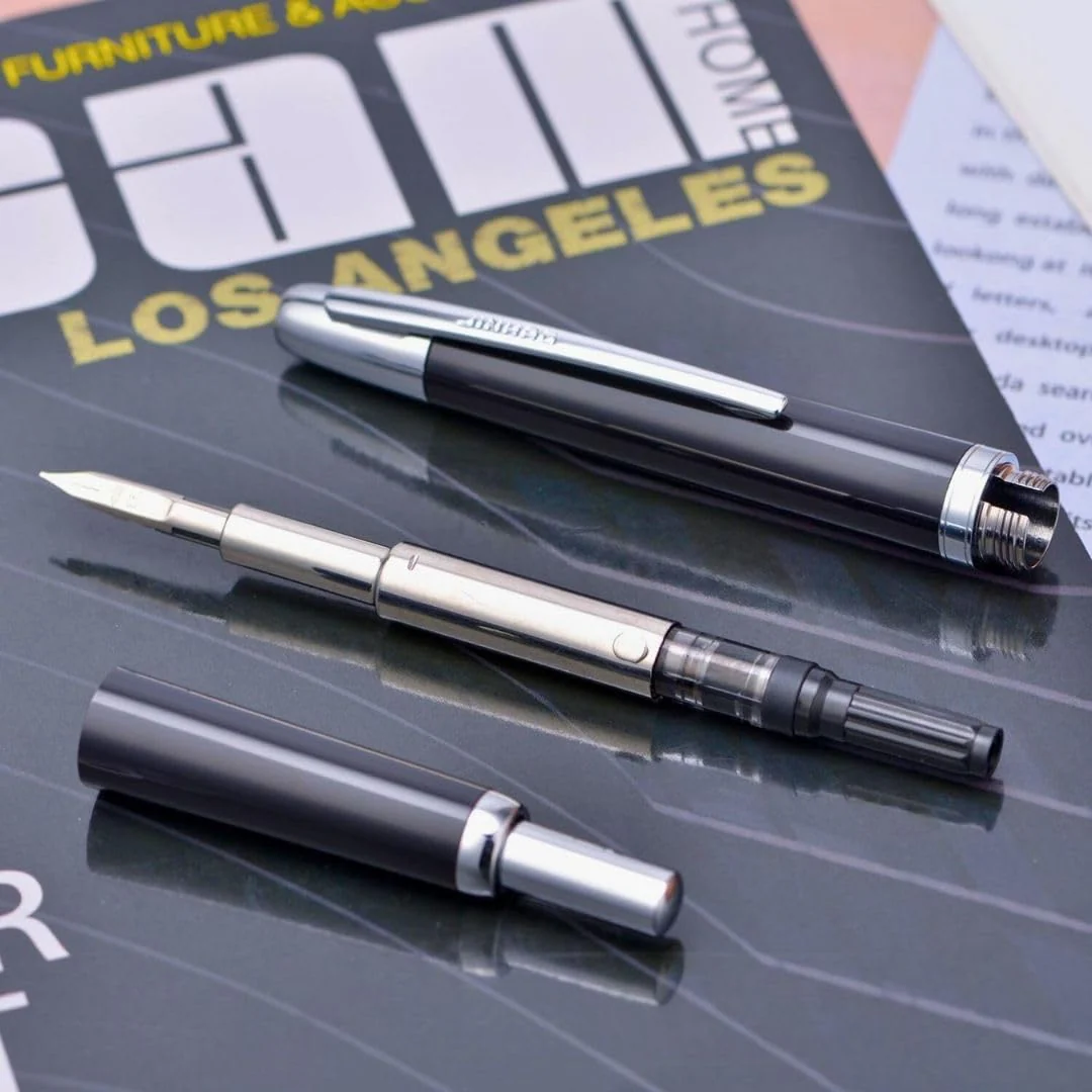 Jinhao 20 Press Retractable Fountain Pen –Black Colors –Plastic Body(Silver Clip) –  Fine & Extra Fine Nib with Converter –  Smooth Writing Daily Pen (No Ink Included) - Image 5