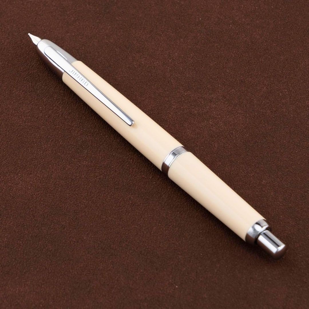Jinhao 20 Press Retractable Fountain Pen –Ivory White Colors – Plastic Body(Silver Clip) –  Fine & Extra Fine Nib with Converter –Smooth Writing Daily Pen (No Ink Included) - Image 3