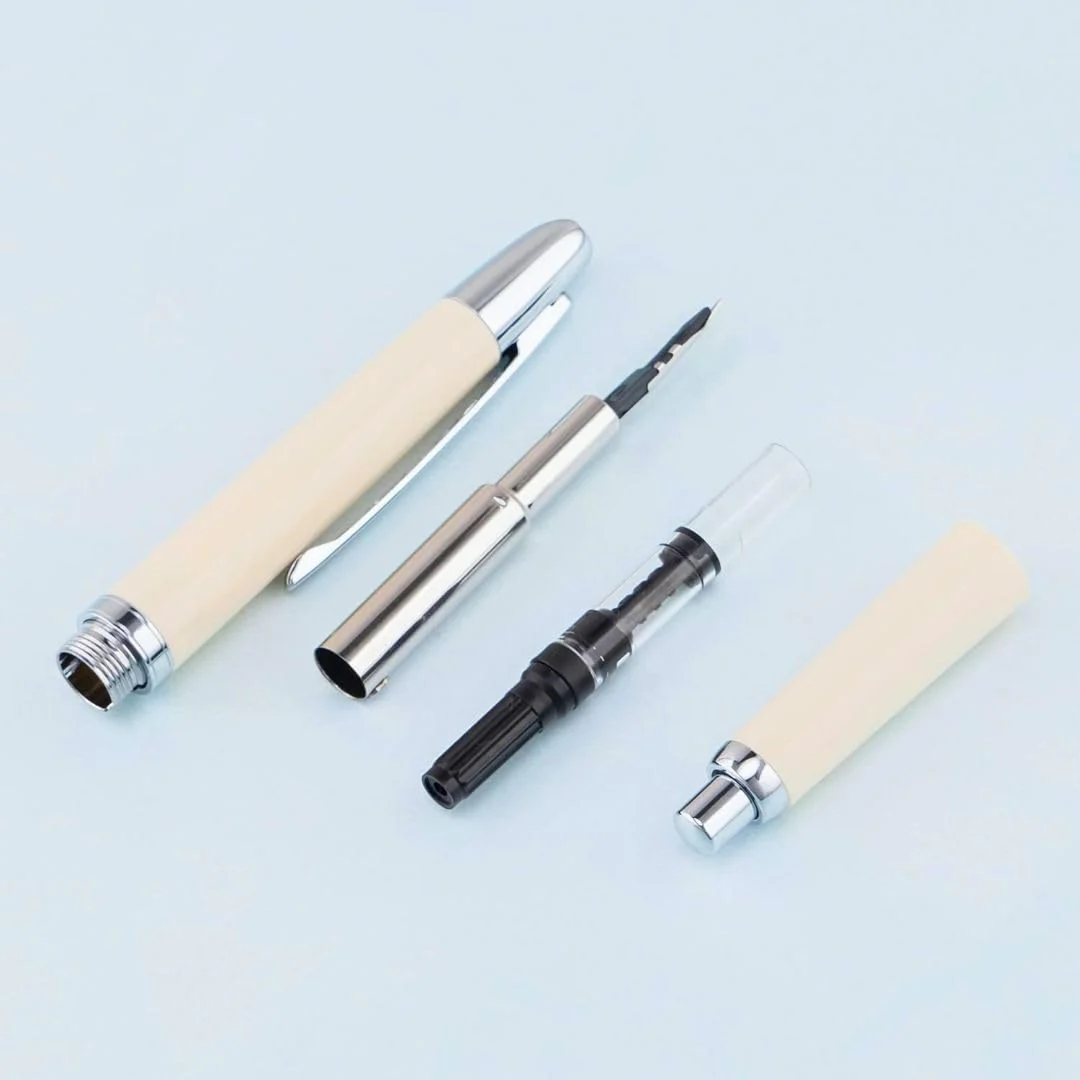Jinhao 20 Press Retractable Fountain Pen –Ivory White Colors – Plastic Body(Silver Clip) –  Fine & Extra Fine Nib with Converter –Smooth Writing Daily Pen (No Ink Included) - Image 5