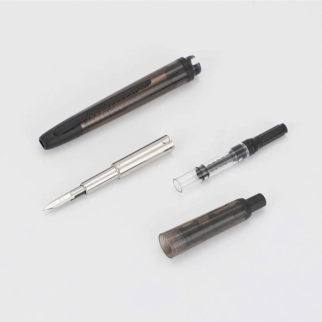 Jinhao 20 Press Retractable Fountain Pen – Transparent Black Colors –  Plastic Body (Black clip) -Fine & Extra Fine Nib with Converter – Smooth Writing Daily Pen (No Ink Included) - Image 7