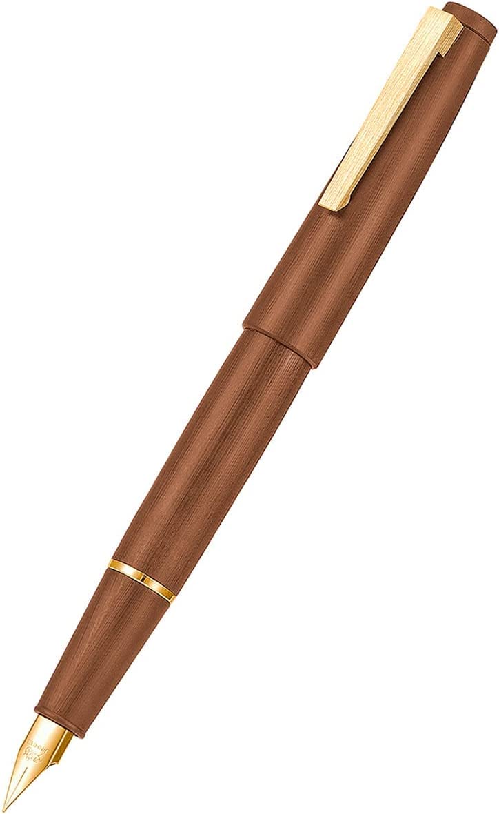 Jinhao 80 Brown Fiber Brushed Fountain Pen, Iridium Extra Fine and Fine Gold Nib with Ink Converter and Pen Set (Gold Clip) - Image 4