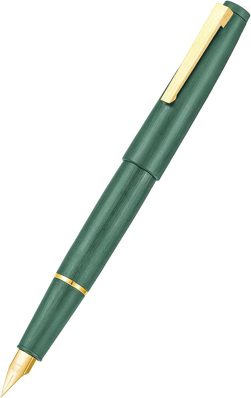 Jinhao 80 Dark Green Fiber Brushed Fountain Pen, Iridium Extra Fine and Gold Nib with Ink Converter (Gold Clip) - Image 3